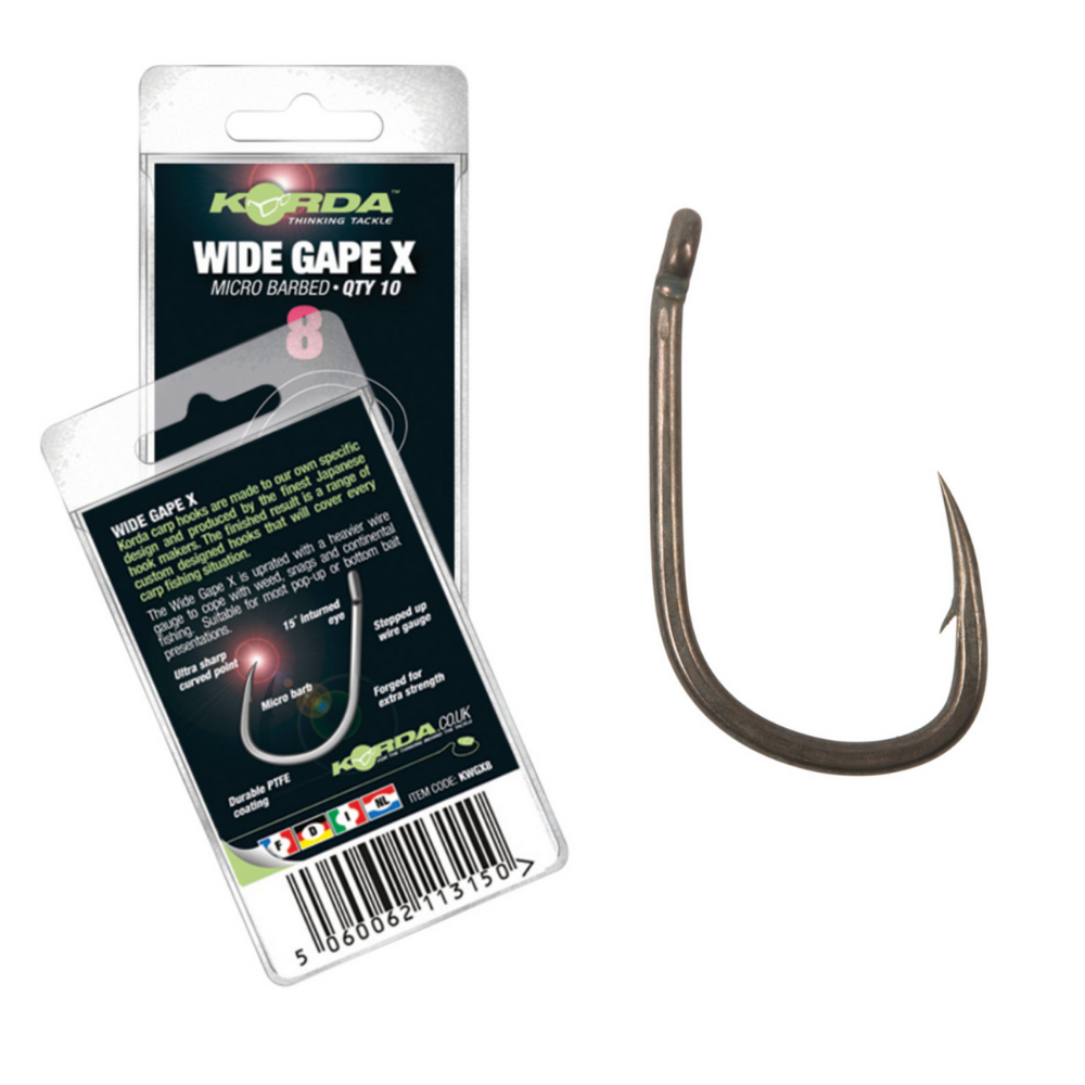 KORDA Carp Fishing Hooks WIDE GAPE X Micro Barbed