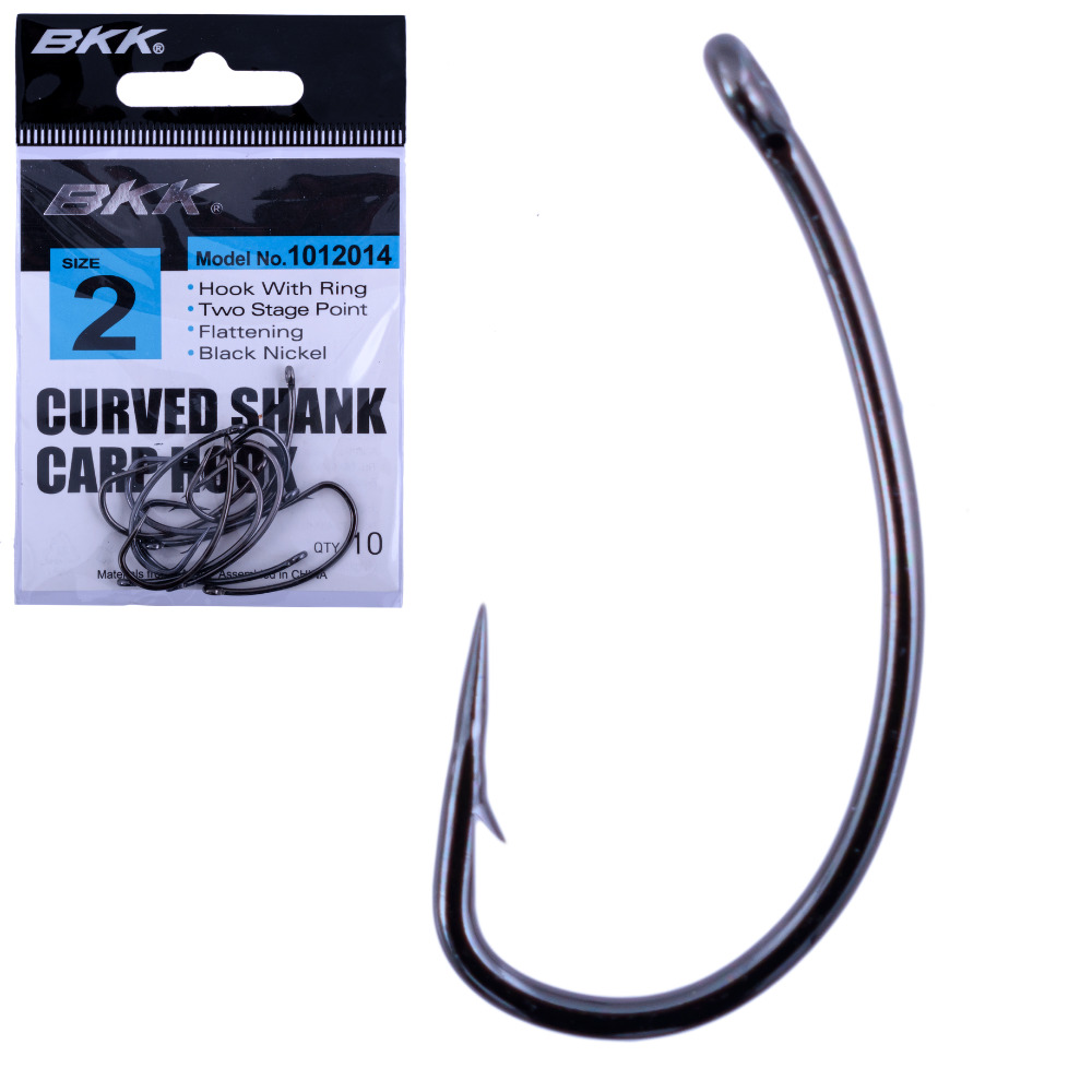 BKK Fishing Black Nickel Curved Shank CARP HOOK Model 1012014