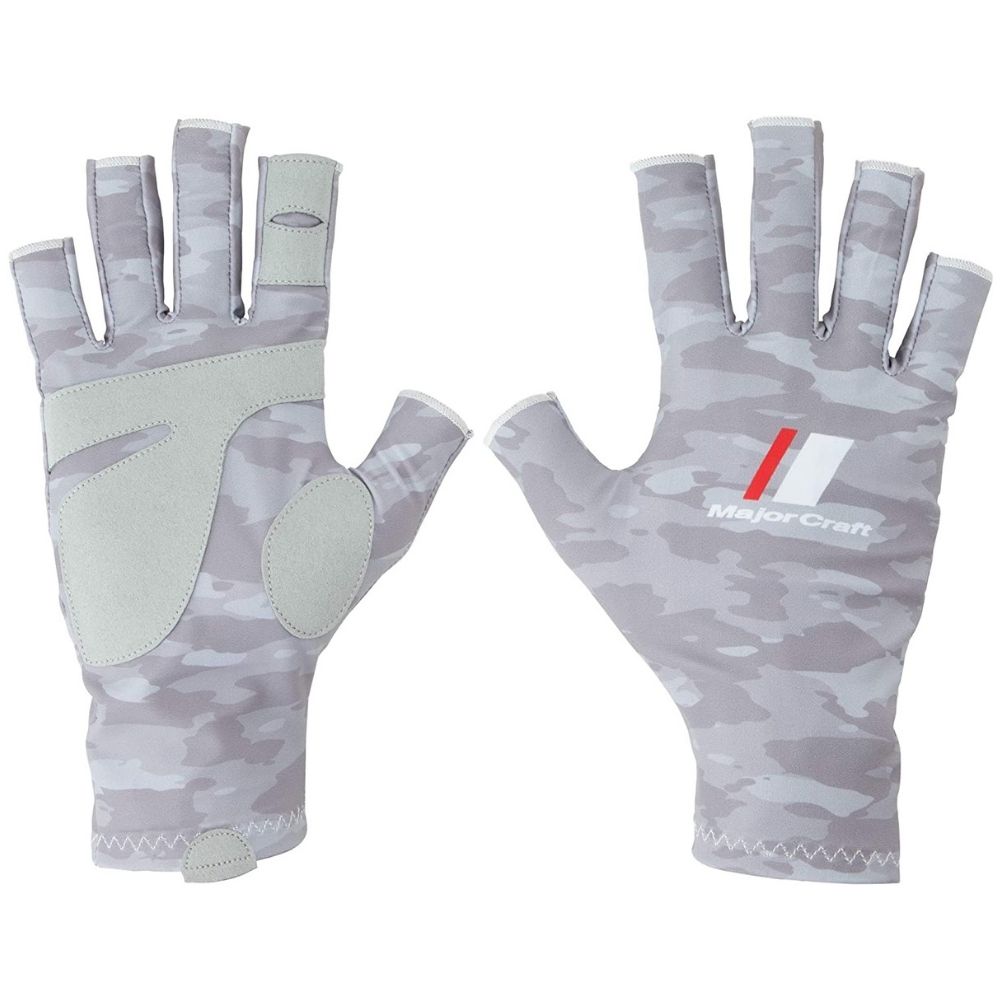 MAJOR CRAFT Quick Drying/UV Protection Fishing Gloves SG-Light Grey Camo L