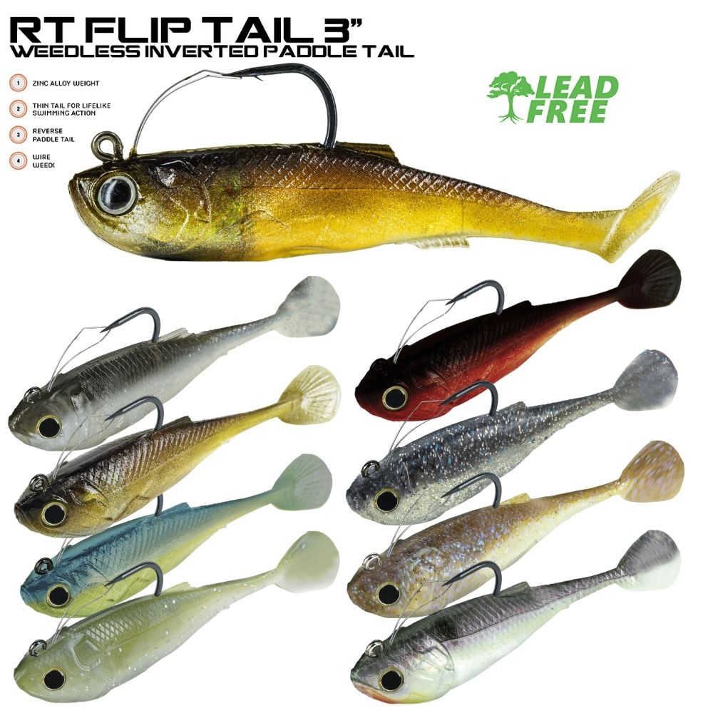 MOLIX Weedless Inverted Paddle Tail Soft Bait Lure RT FLIP TAIL 3
