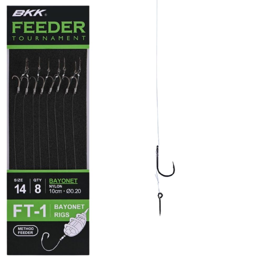 BKK Feeder Tournament Fishing Snelled Strong Wire Hook Rig BAYONET FT-1